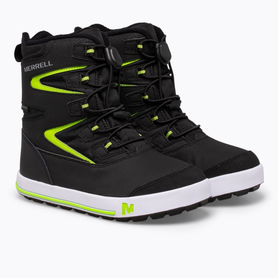 حذاء ميريل سنو بانك 3.0 للأطفال باللون الأسود والرمادي والأخضر