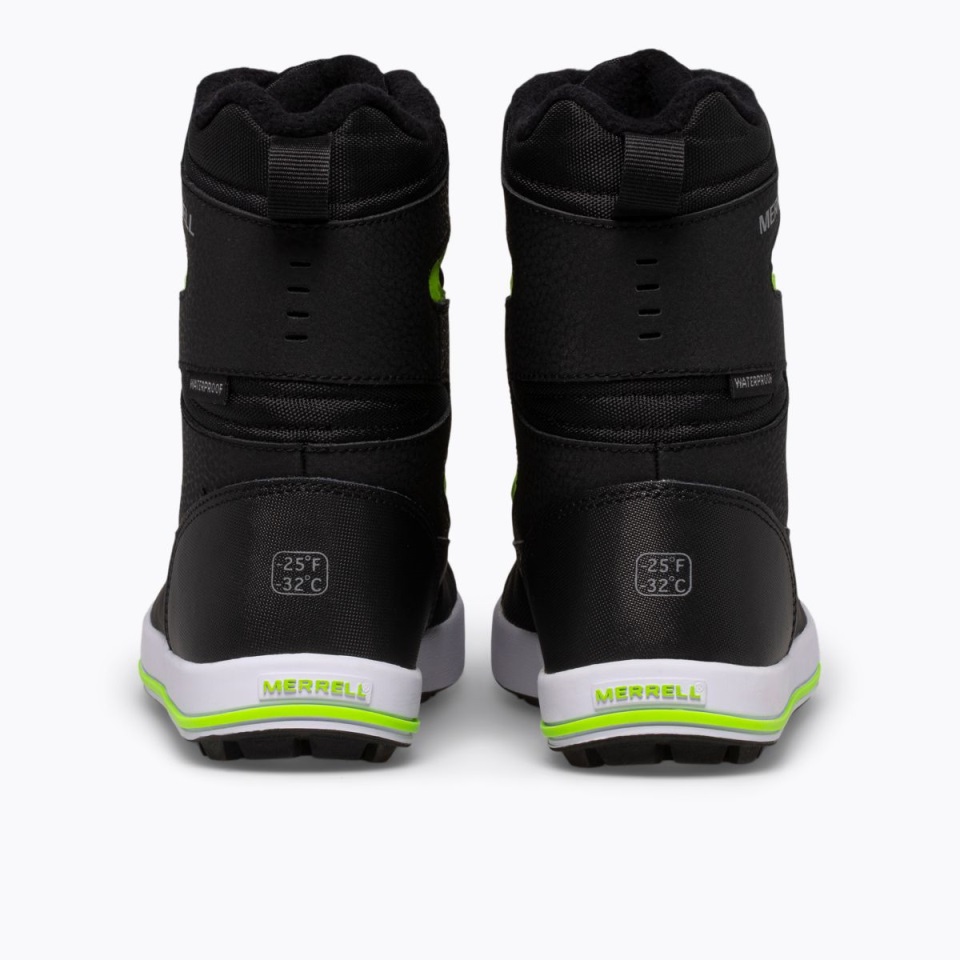 حذاء ميريل سنو بانك 3.0 للأطفال باللون الأسود والرمادي والأخضر